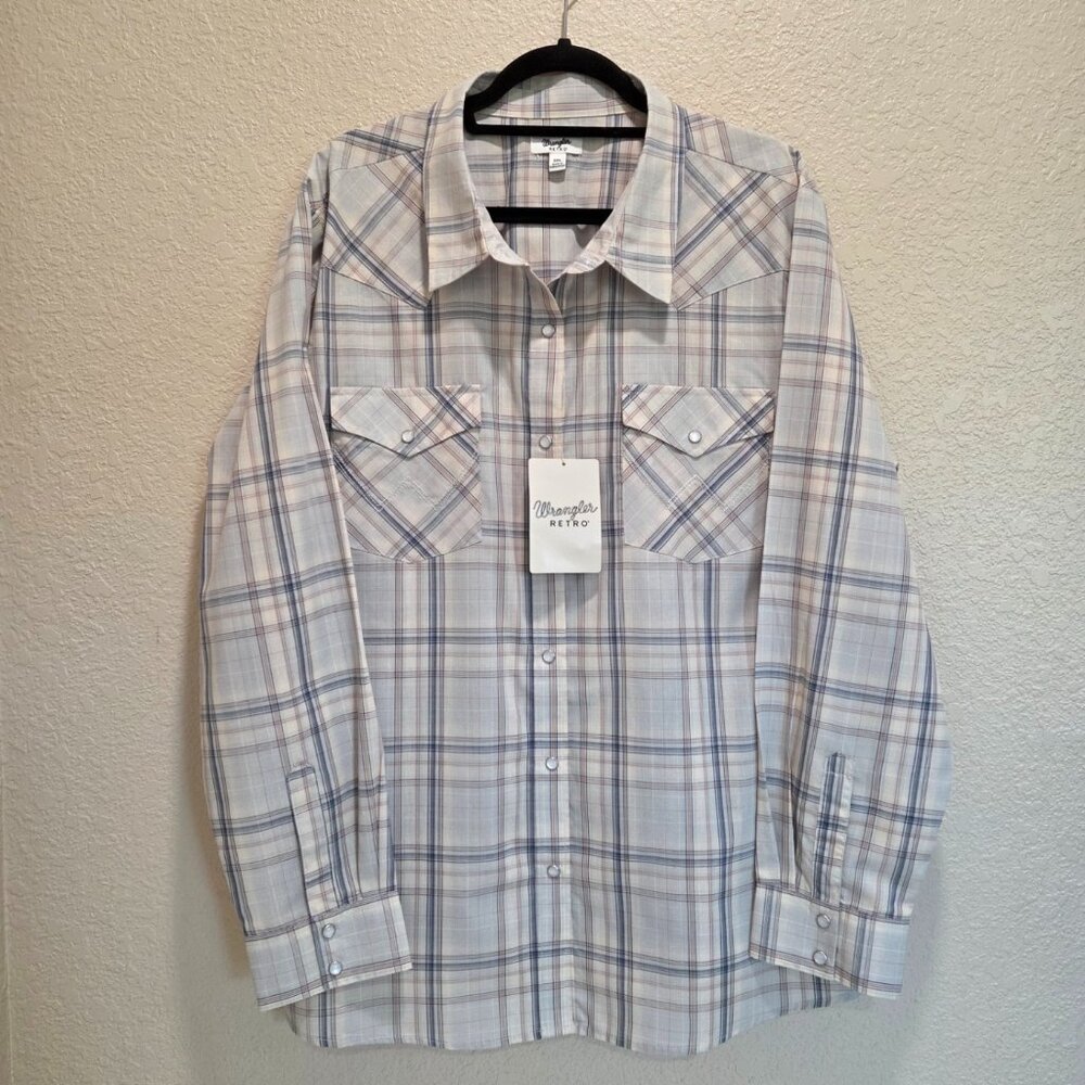 Wrangler Women's 3XL Retro Long Sleeve Pearl Snap Plaid Western Shirt